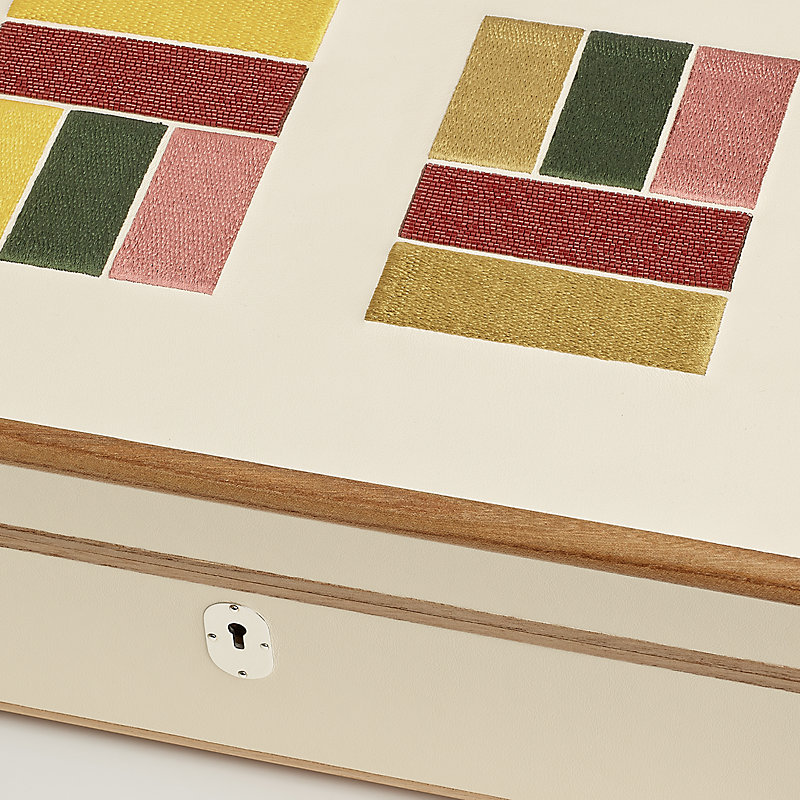 Amalthee Holi watch and cufflink box, large model - Beige | Hermès